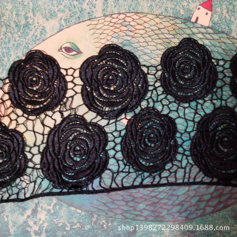 水溶蕾丝花边 涤光丝刺绣条码 DIY花边辅料 立体镂空绣花连条