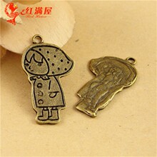 A1774 古青 2.2克 复古小女孩 韩国饰品批发 复古饰品 60个/包