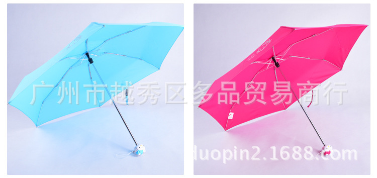 厂家直销 新款推荐 Hellokitty卡通五折遮阳伞 造型伞柄烫金折叠，款式随机9