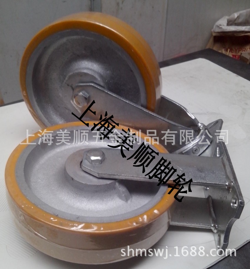 厂家供应美顺8*3寸加重型承载2.8吨聚胺脂PU万向脚轮