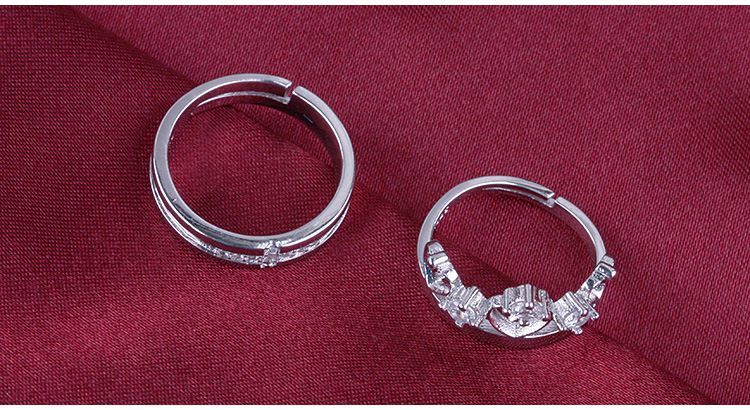 New Fashion Female Crown Couple Copper Silver Plated Ring Wholesale display picture 4