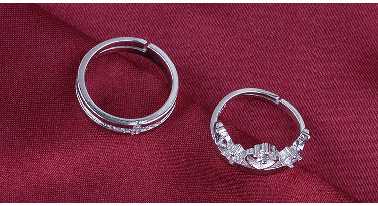 new fashion female crown couple copper silver plated ring wholesale