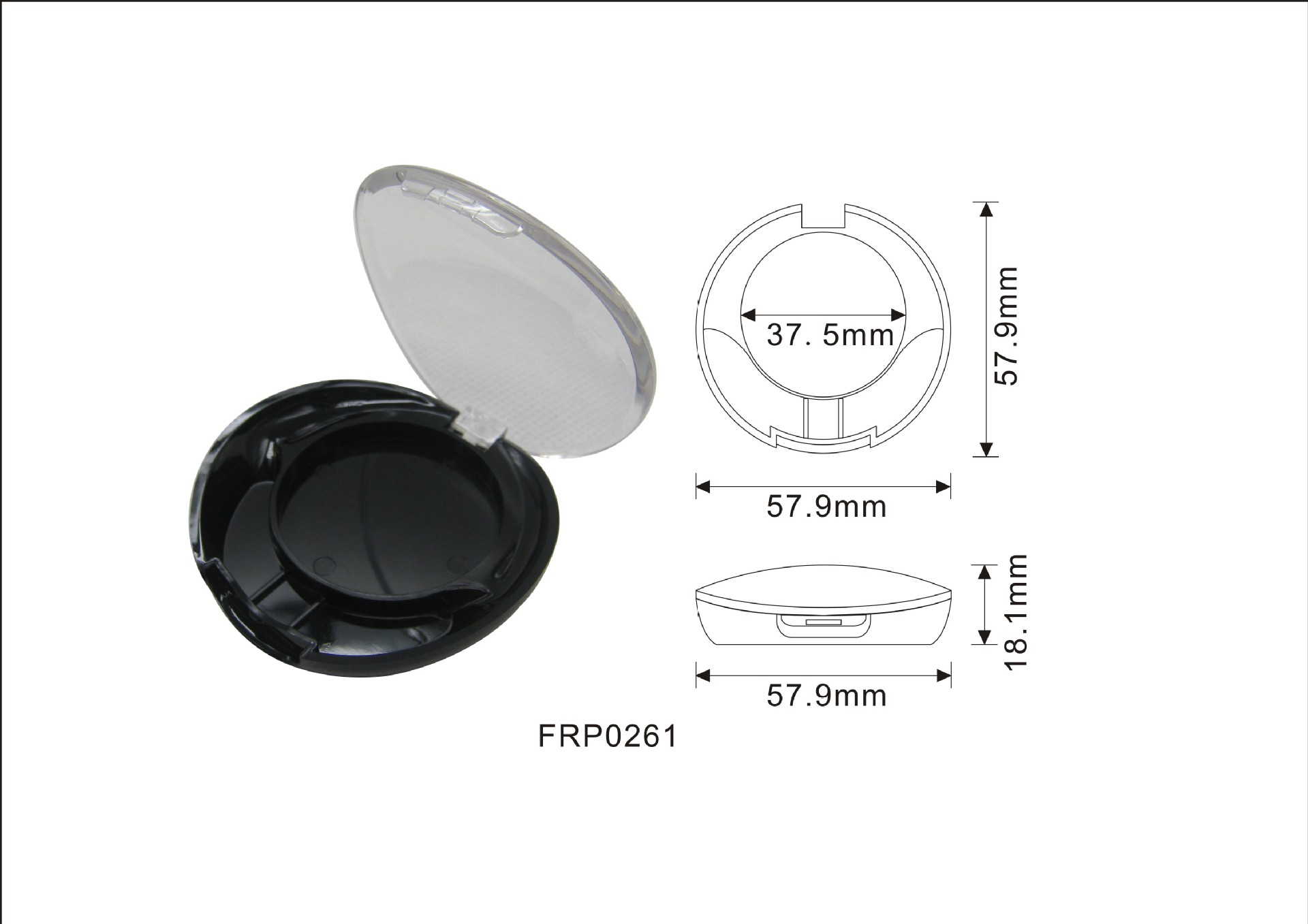 ABS 塑料异形单层粉盒 眼影盒