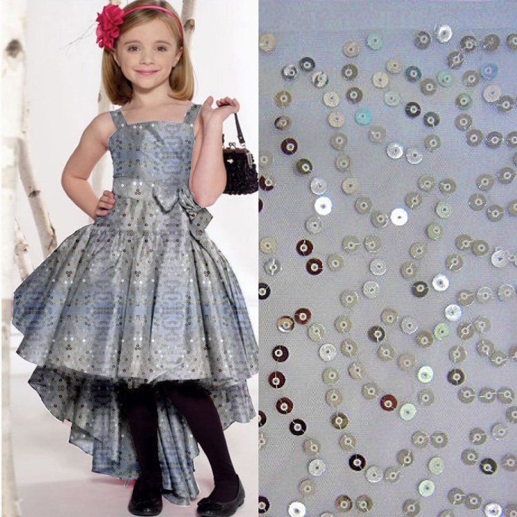 3mm+7mm叠片新款花型 亮片网布绣花 各种时装面料 厂家直销