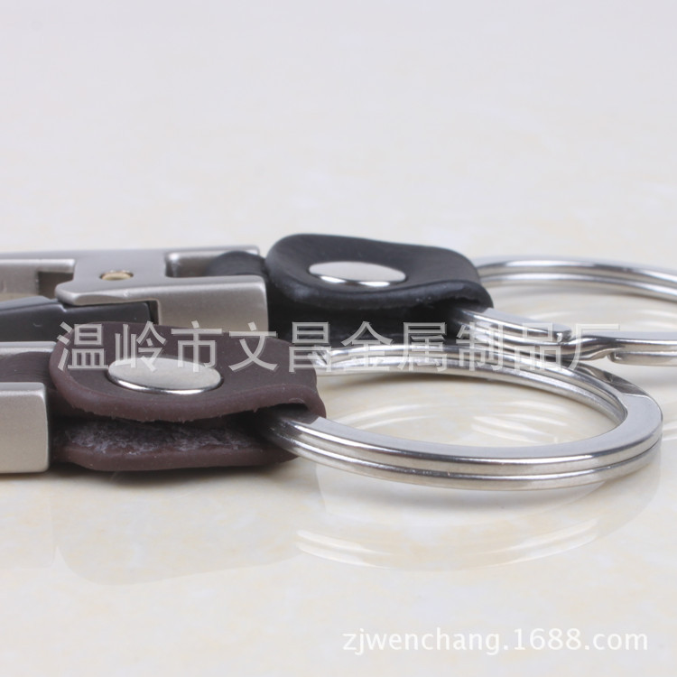 真皮金属钥匙扣 不锈钢圈锁匙扣 汽车钥匙链创意礼品