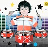 Realistic toy, music drums, musical instruments, simulation modeling for children