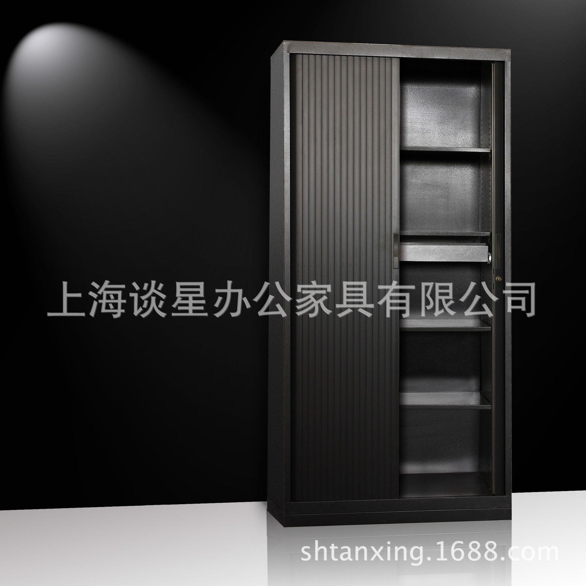 上海钢制卷帘门柜 1.8米加厚卷门办公柜移门柜黑色卷门文件柜