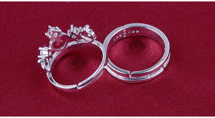 new fashion female crown couple copper silver plated ring wholesale