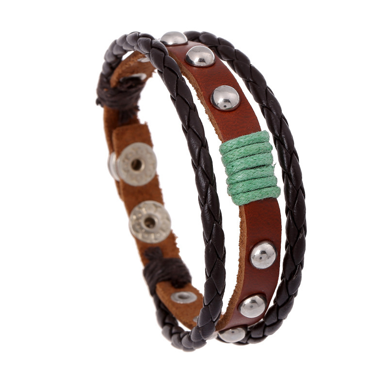 Punk jewelry new cowhide bracelet vintage bracelet genuine leather bracelet two colors optional support online order