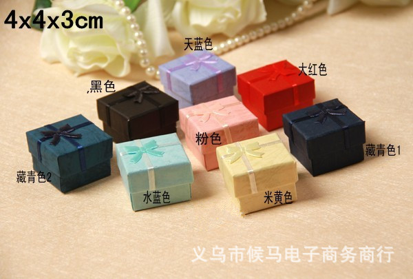 4x4cm多色贴花蝴蝶结小首饰盒 戒指盒 耳钉盒 饰品包装盒批发|ms