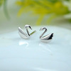 Cute swan, fresh fashionable earrings, accessory, silver 925 sample, simple and elegant design, wholesale