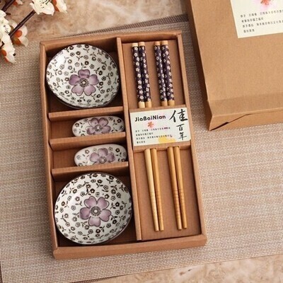 商务礼品结婚回礼小礼物竹筷日式碟子礼盒餐具六件套装logo批发|ru