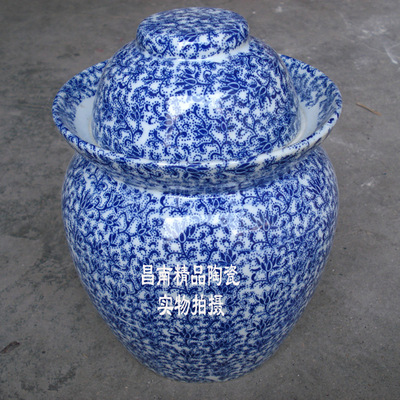 景德镇陶瓷泡菜坛子家用酸菜坛子腌制泡菜工具青花3L陶瓷包装容器|ms