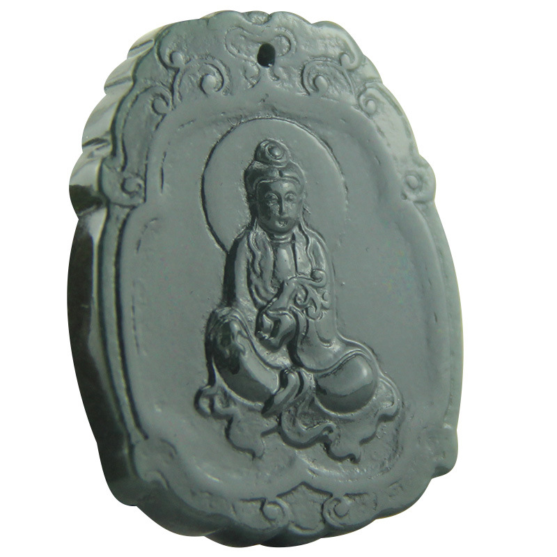 Rejuvenate yuzhai wholesale supply Nephrite  Sapphire Hail a buddism godness guanyin Pendant Jade pendant