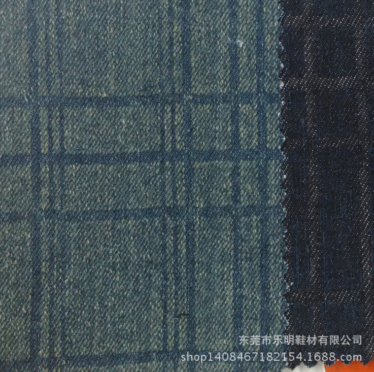 MB4364供应洗水压花牛仔格子布料适用鞋材服装帽业等