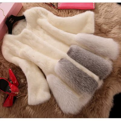 new pattern Imported Fox White leather and fur overcoat Haining Mid length version Maomao coat new pattern Women's wear wholesale