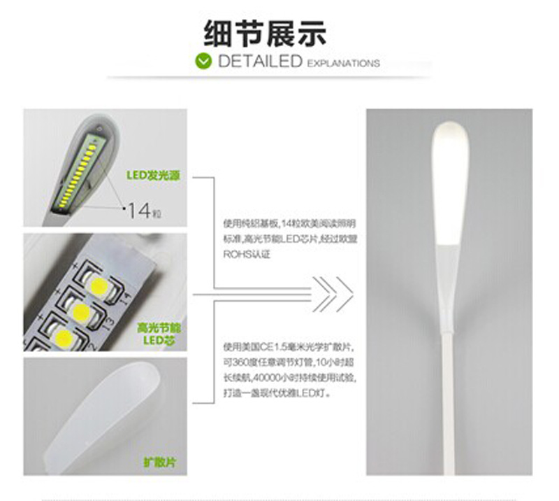 厂家直销 新款兰森时尚风简约夹子款LED台灯 学习护眼充电台灯,款式随机10