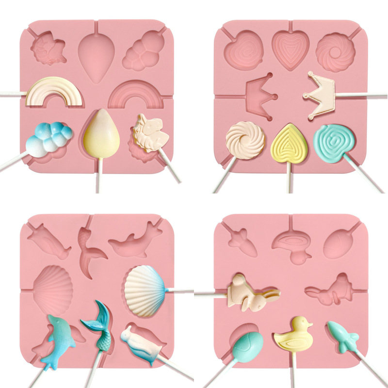 Lollipop Chocolate Silicone Mold Easter Ocean Baking DIY Tools Children Square Candy Mold