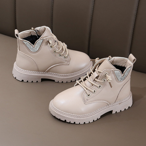 Boots for girls, Martin style, new for autumn and winter, children's leather boots, British style, short winter boots for girls, lined for warmth, large children's boots.