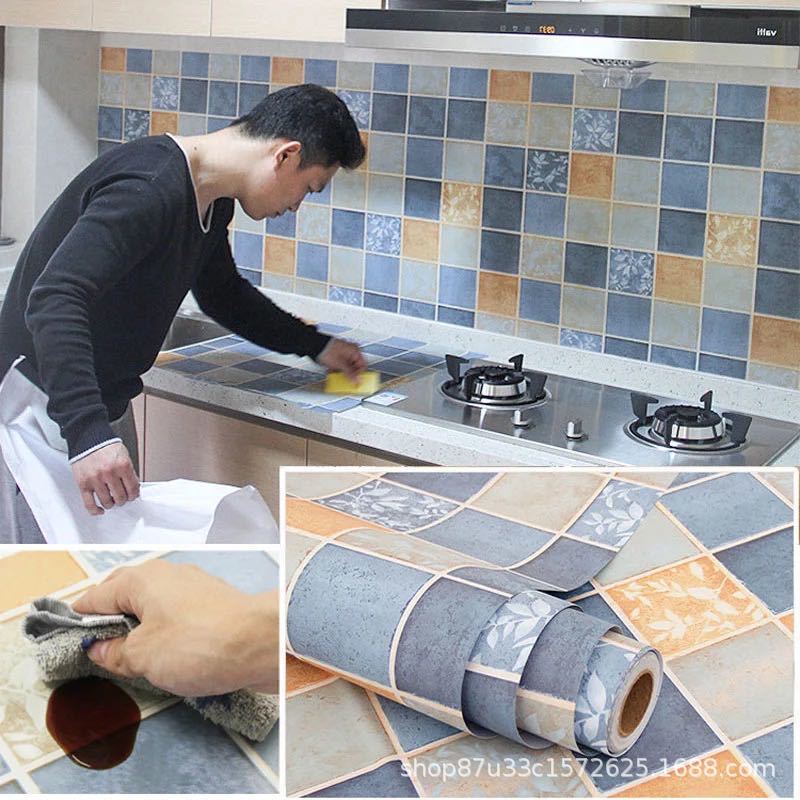 Mosaic Plaid Kitchen Oil-proof Sticker Stove Toilet Bathroom Waterproof Moisture-proof Tile Renovation Wall Sticker Self-adhesive