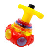 Cartoon colorful electric music spinning top, flashing space toy