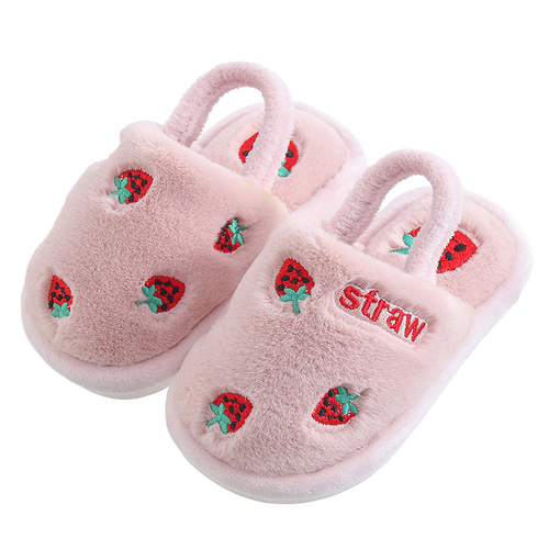 Children's cotton slippers for boys to keep warm in winter indoor household non-slip girls cute cartoon baby new cotton slippers