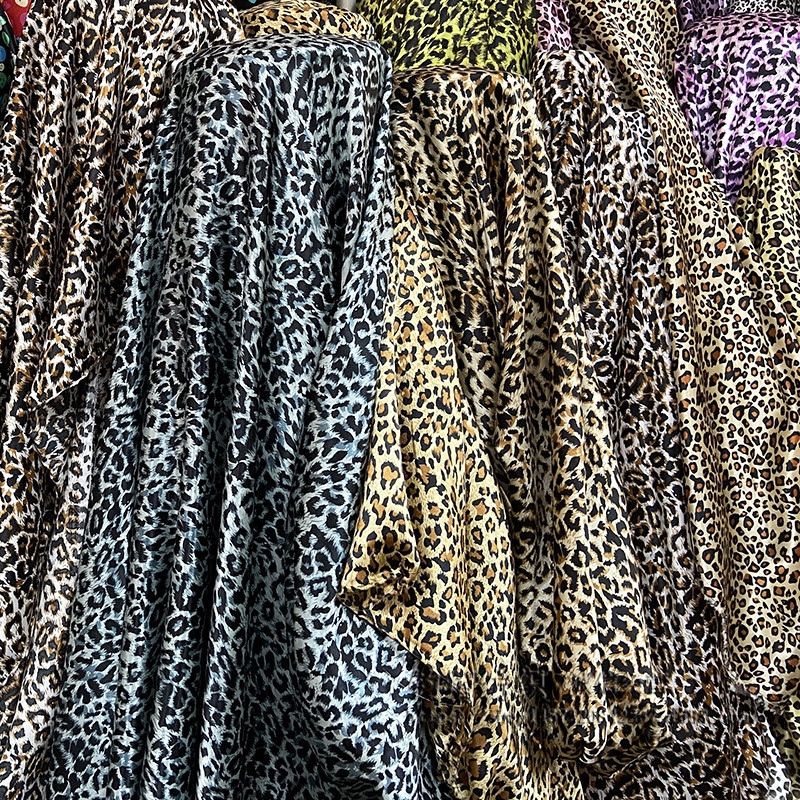 Satin silk leopard cloth clothing fabric summer dress shorts performance savage hunter clothing animal cloth
