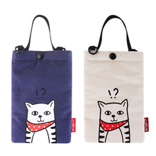 可爱迷你手机包包定制图案斜挎夏天帆布儿童零钱包透明杯套水杯袋