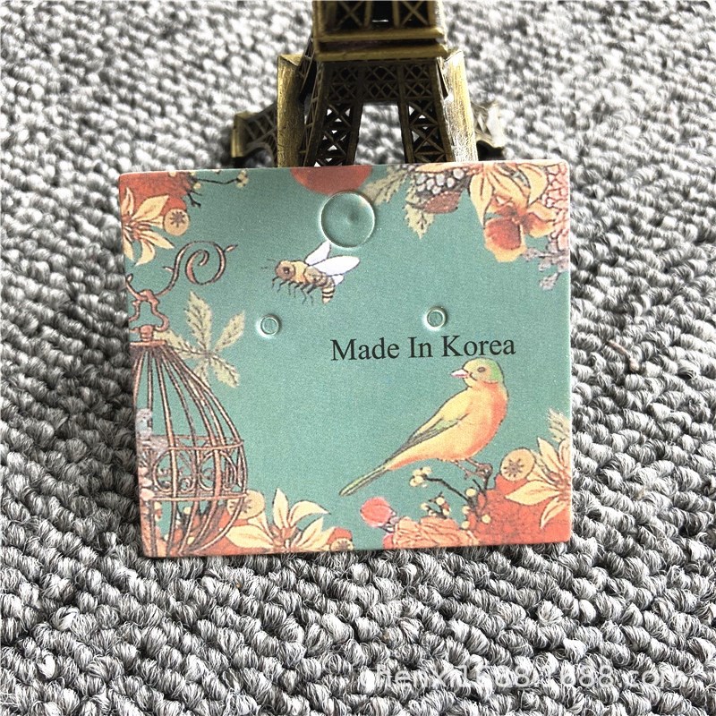 韩版耳环卡片现货彩印小饰品纸卡耳钉5x4.5cm耳环卡片印刷包装