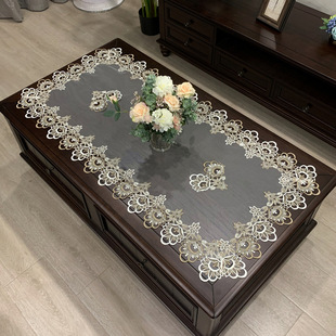 European Rectangular Coffee Table Mat American Western Tablecloth New Chinoiserie Pure Color Fabric Lace Desk Cover Dust Cover