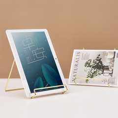 Nordic ins style simple golden iron mobile phone tablet holder multi-functional magazine photo frame display bracket