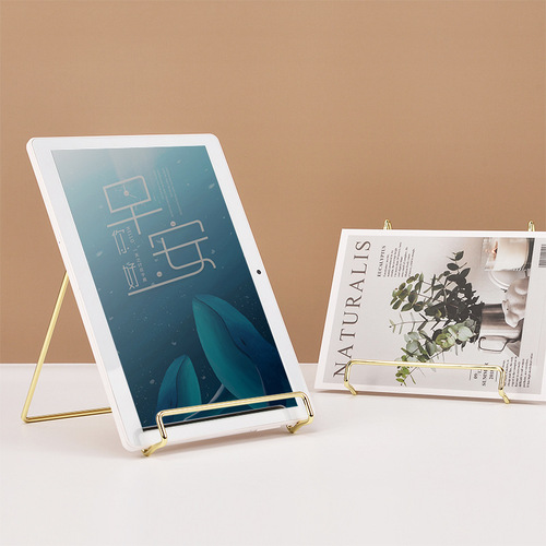 Nordic ins style simple golden iron mobile phone tablet holder multi-functional magazine photo frame display bracket