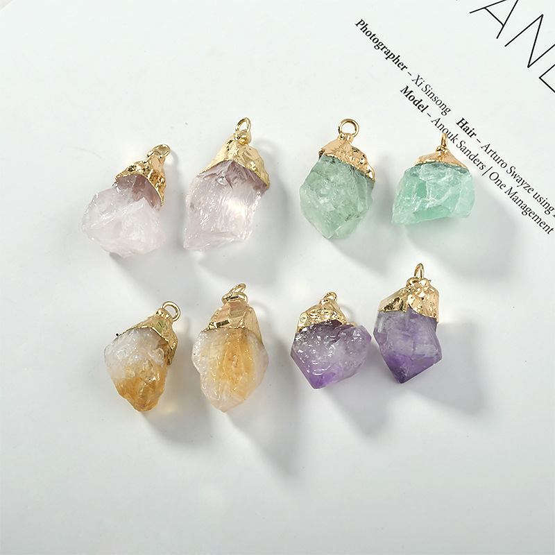 Natural Amethyst Pink Crystal Raw Stone Bag Phnom Penh Pendant diy Handmade Earrings Necklace Bracelet Handmade Material Accessories