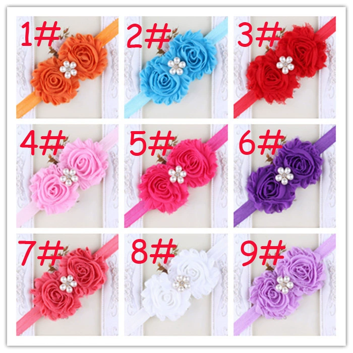 Детская шифоновая tied headband, эластичная украшение для волос из жемчуга, оптом, европейский стиль