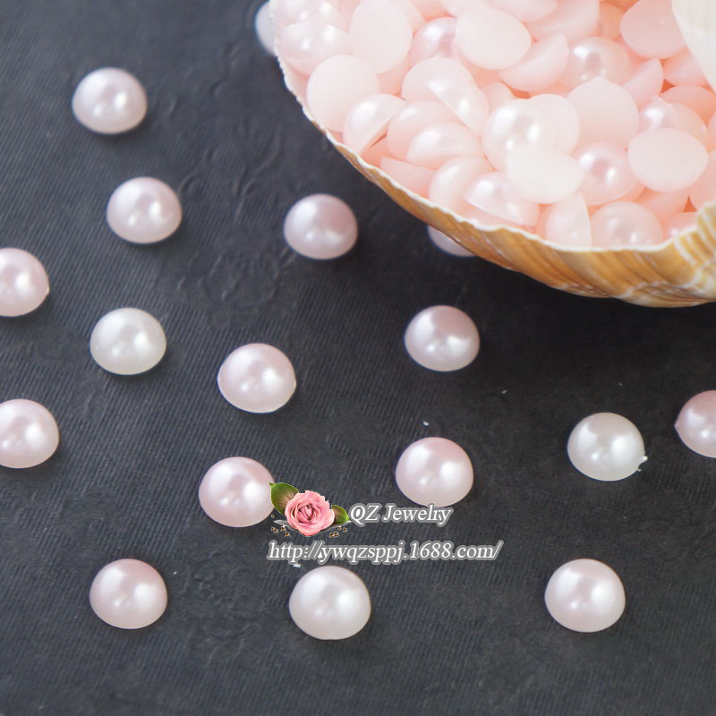 ABS半面平底仿珍珠diy手机美容材料半圆珠 手工珍珠头饰发饰配件详情图5
