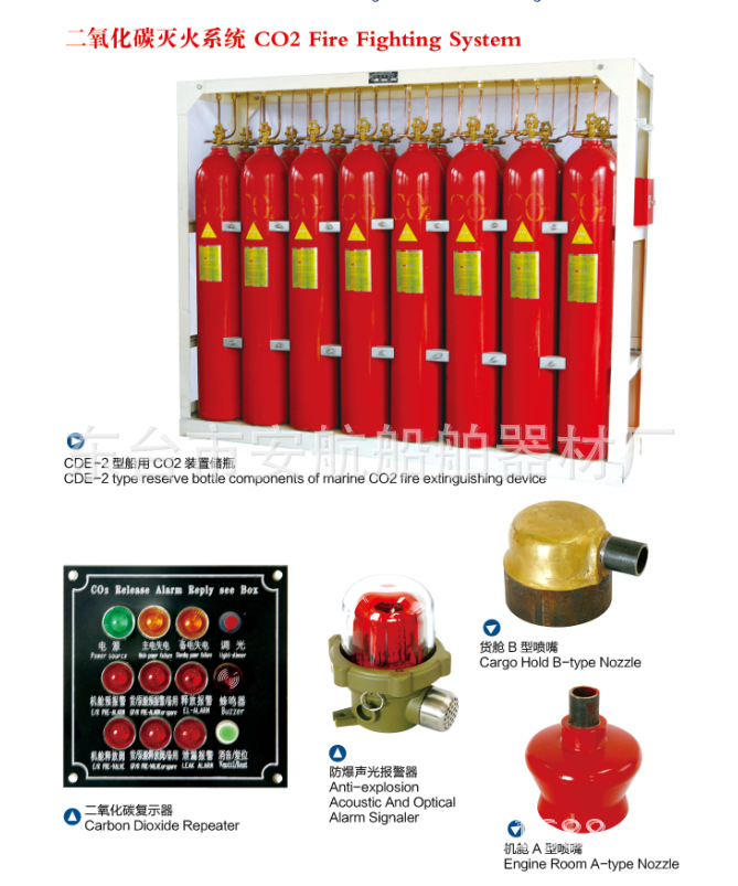 优质高压二氧化碳自动灭火系统/气体灭火系统提供CCS船检