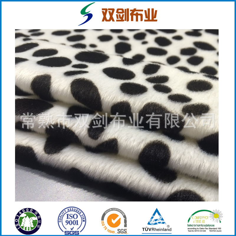 厂家销售 斑点纹印花短毛绒 时尚服装用人造毛绒布 多种花型可选