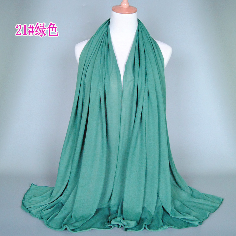 #21绿色 - 新款民族风围巾单色汗布BS82