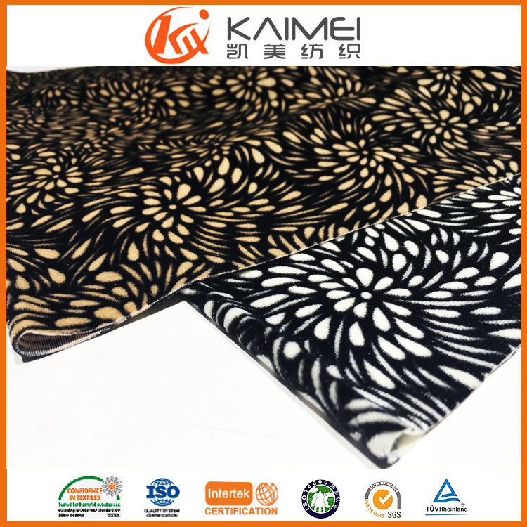 弹力针织服装面料 常熟厂家KS经编印花韩国绒 量大从优