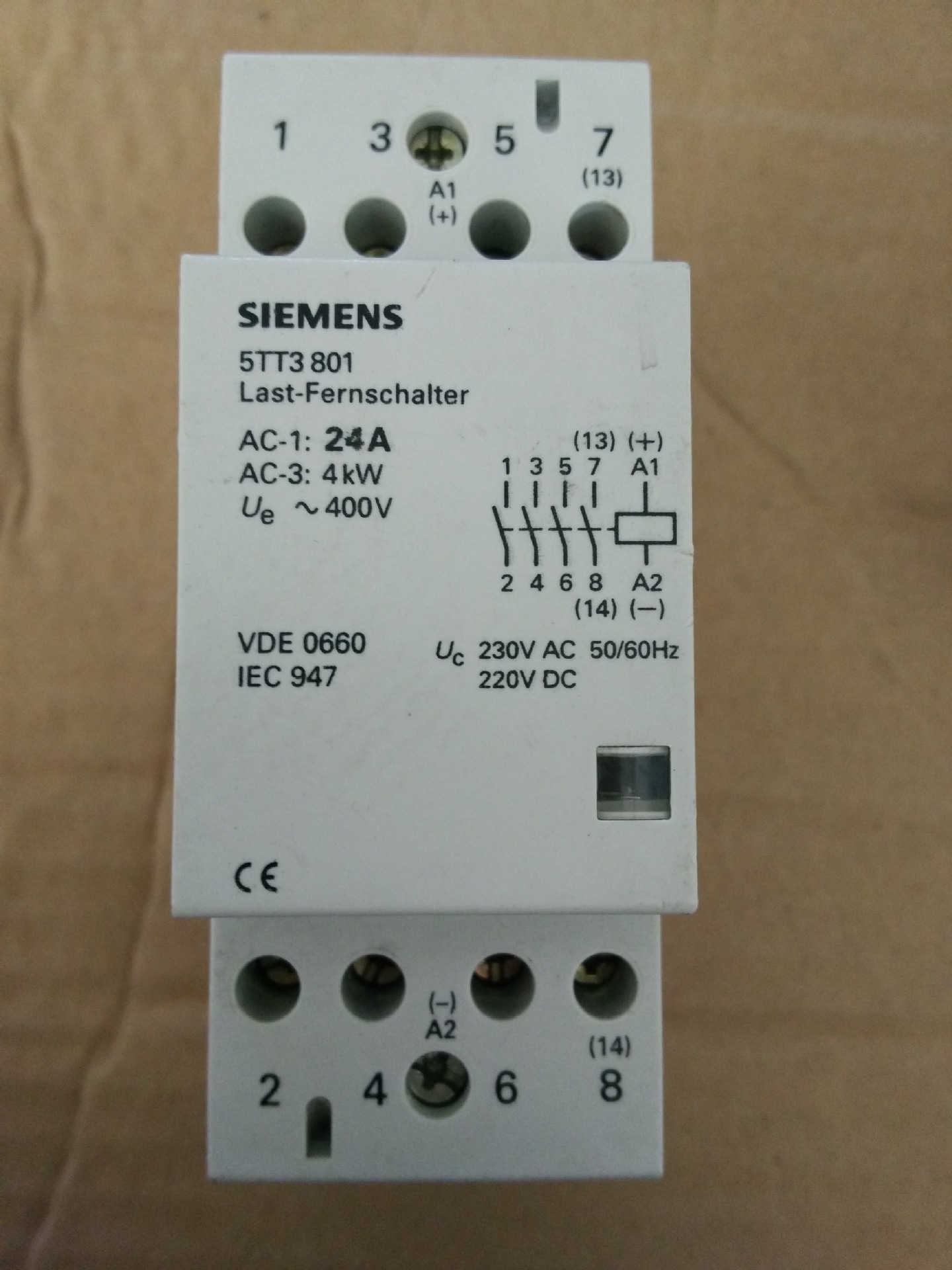 西门子模数化接触器,AC 230V/DC 220V 定货号 5TT3801