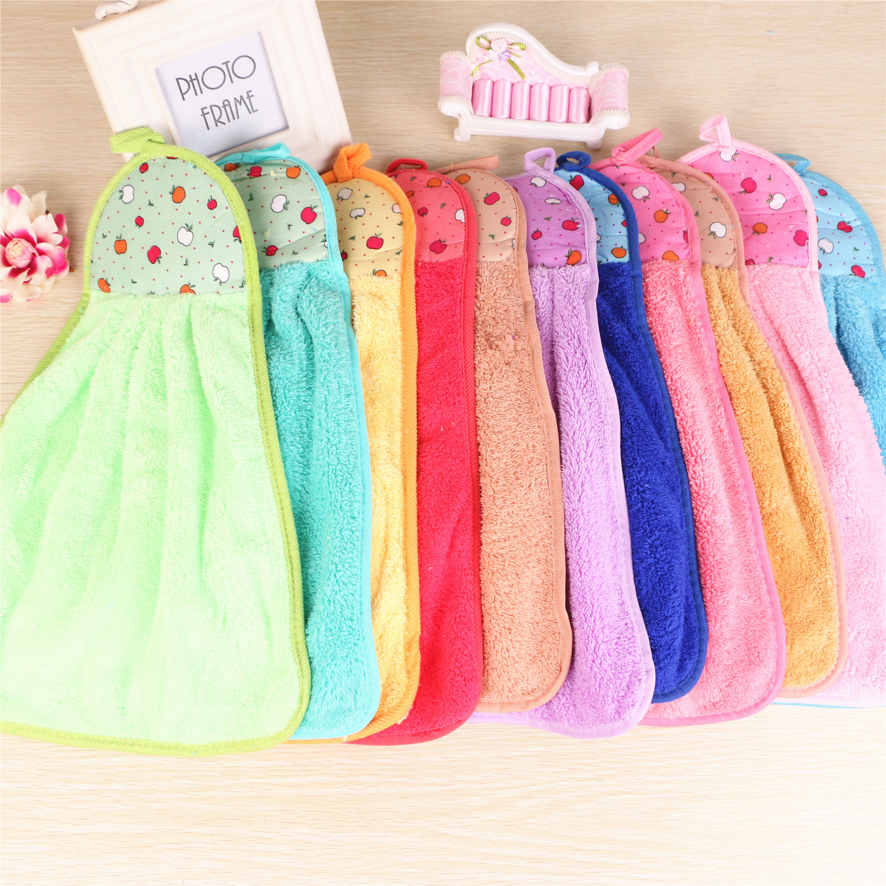 Coral Towel Cartoon water uptake Home Furnishing kitchen Hanging type clean towel children Towel wholesale