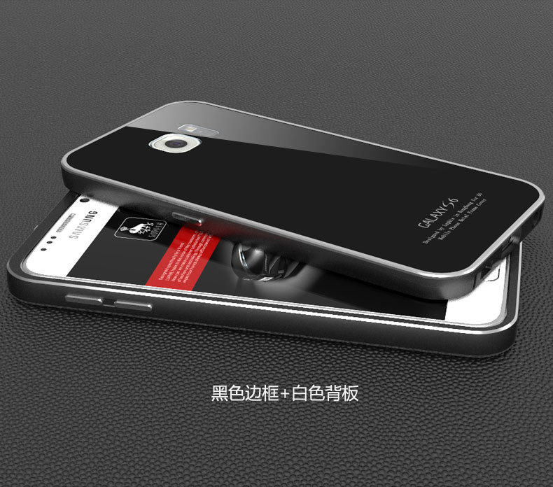 Luphie Aircraft Aluminum Metal Frame 9H Tempered Glass Back Cover Case for Samsung Galaxy S6 G9200