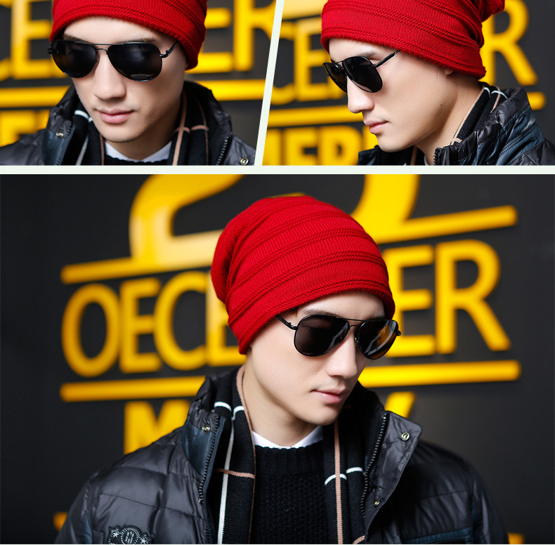 Mütze Herren Herbst und Winter Neue Fleece Outdoor Strickmütze Winter Wollmütze Herrenmütze_voghion.com