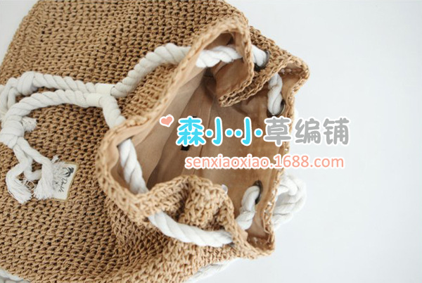 Simple Fashion Cotton Rope Straw Woven Packbag Wholesale Nihaojewelry display picture 1