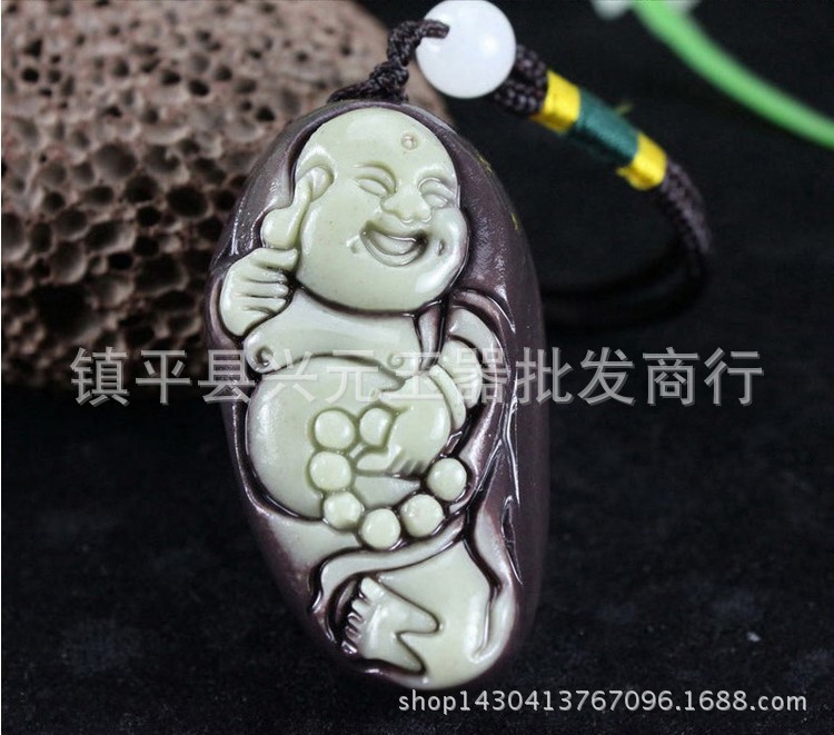 (2개) 난양 공장 직접 천연 보라색 가운 옥 손 조각 도매 MAITREYA 웃음 부처 손 조각 노인 선물
