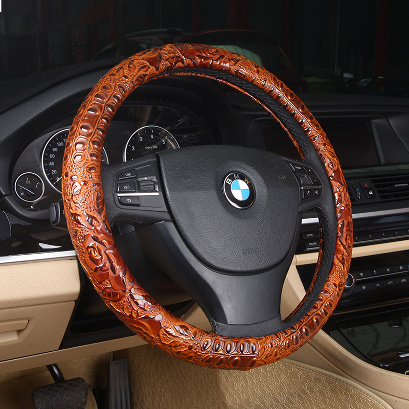 Cross-Border E-Commerce Jacquard Fabric Steering Wheel Cover, Universal Anti-Slip Handlebar Cover for All Seasons, Exclusively Available on Amazon and Aliexpress