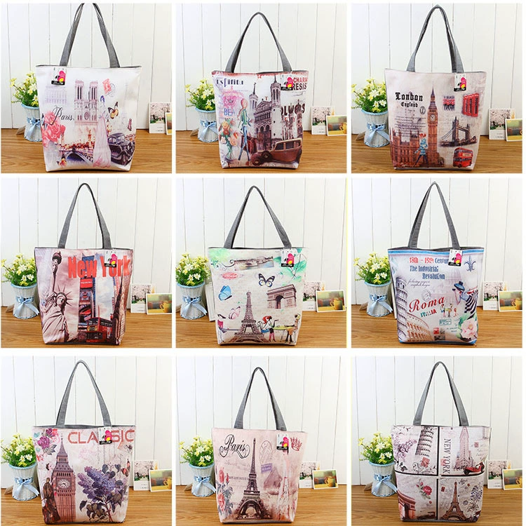 One-Shoulder Tote Bag, Retro PVC Large-Capacity, Waterproof Printed Pattern