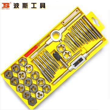 波斯工具 40件套丝锥板牙组套 丝攻套装 公制丝锥组套 BS521140