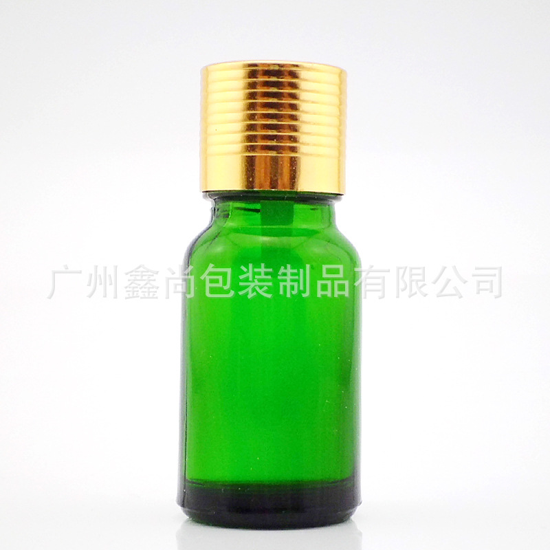 10ml毫升 绿色精油瓶 金色螺纹盖滴管调配瓶 螺口玻璃空瓶 分装瓶