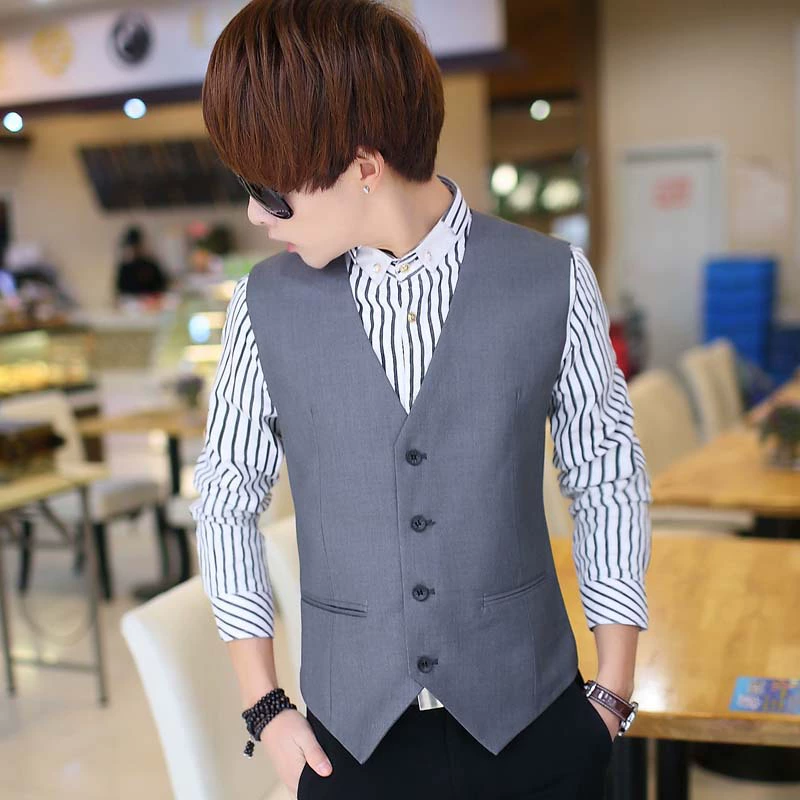 Осенний жилет, костюм для отдыха, slim fit, V-образный вырез
